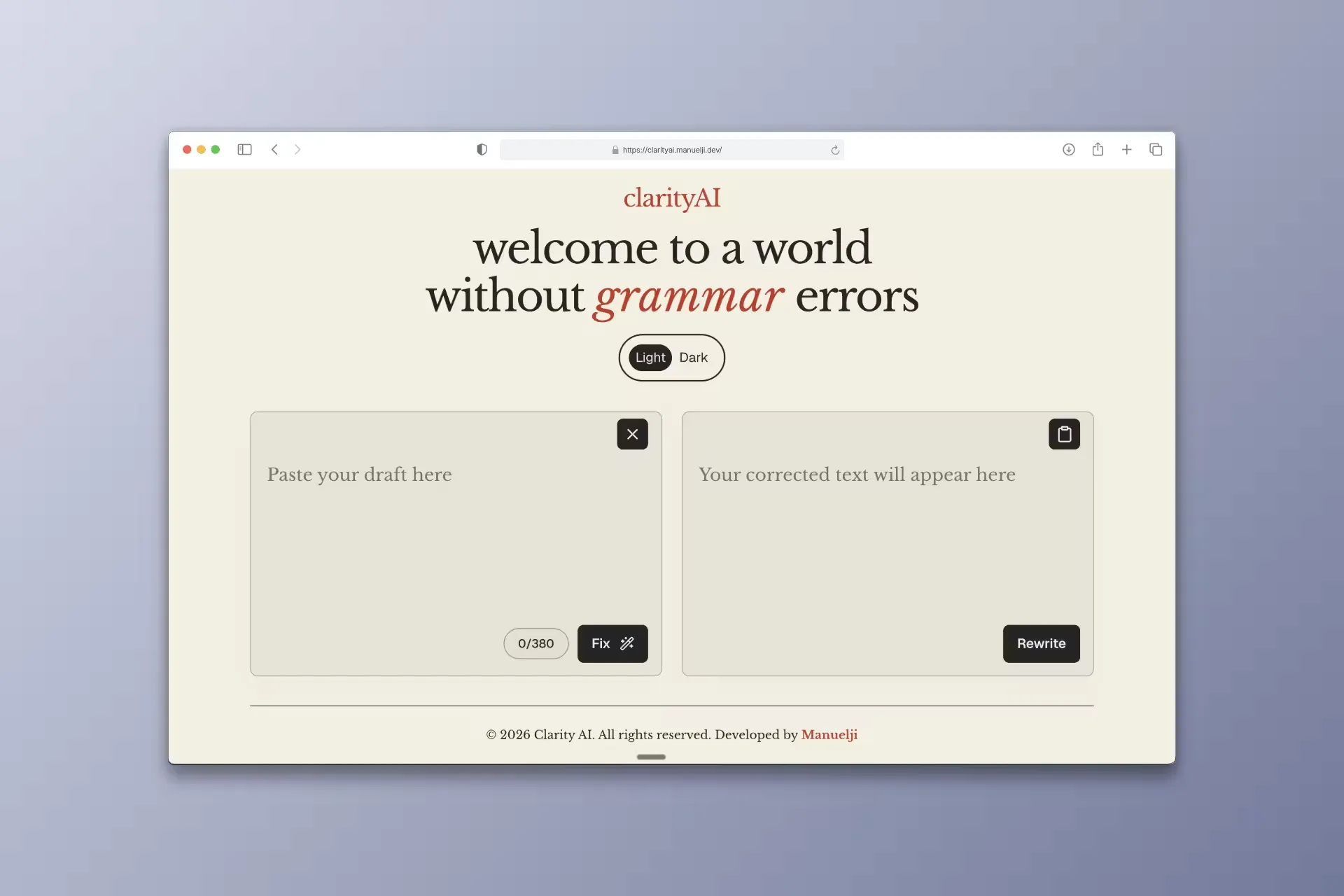 ClarityAI grammar editor